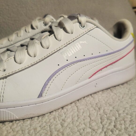 PUMA Vikky v2 White Synthetic Leather w/ Color Striping Sneakers - Size 6.5 - 7 - Picture 9 of 9